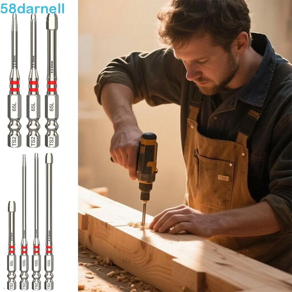 Conjunto De Bits De Chave De Fenda Elétrica DARNELL 3/6PCS , Cabeça De Lote Antiderrapante De Alta Dureza , 65 Mm 100