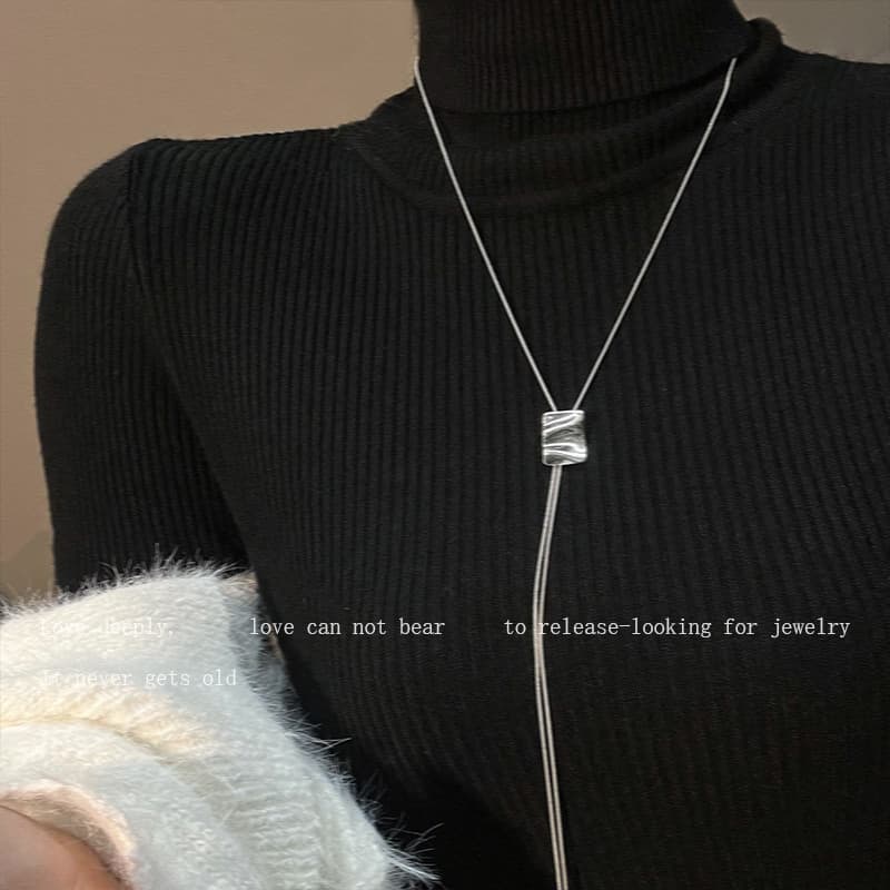colar colar aço inoxidável Marca quadrada Irregular ajustável longo colar feminino High-End Design nicho único clavícu