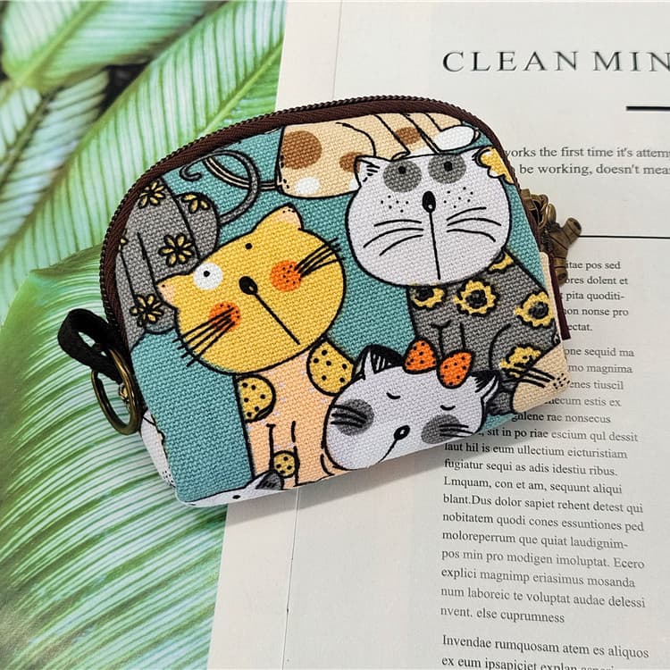 Bonito lona pequeno saco de embreagem feminino Mini moeda bolsa estudante portátil saco de pano cartão moeda saco de arm