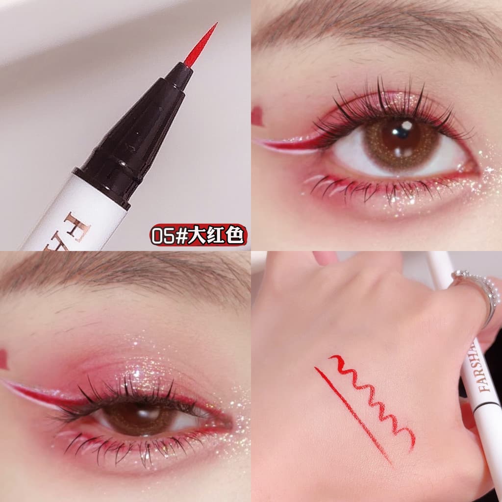 正 Delineador líquido vermelho estilo antigo Huatian grande vermelho cos cor delineador líquido palco desempenho caneta d