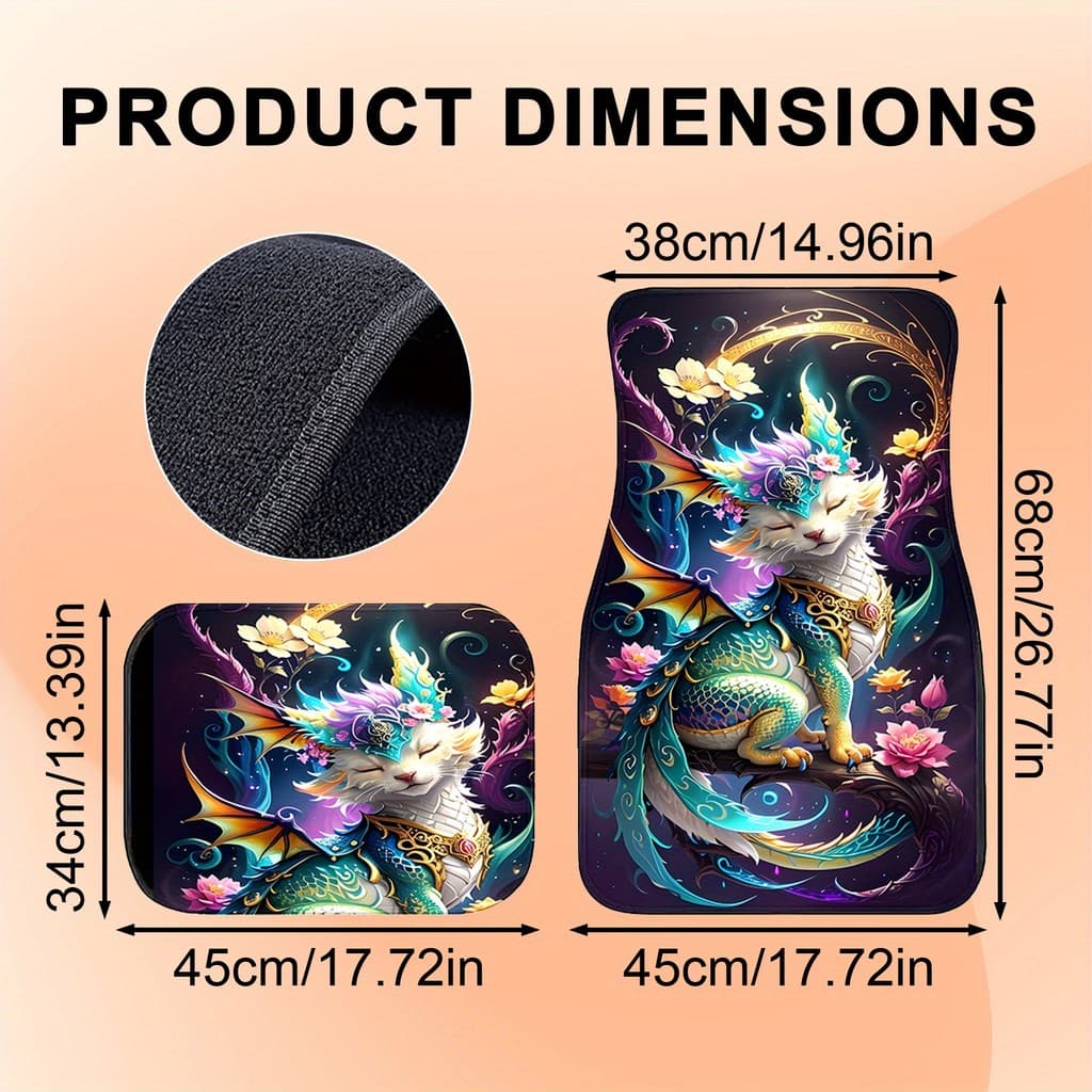 Conjunto de quatro peças, tapetes requintados para pés de carro com tema Animal colorido, adequados para carros, caminhõ