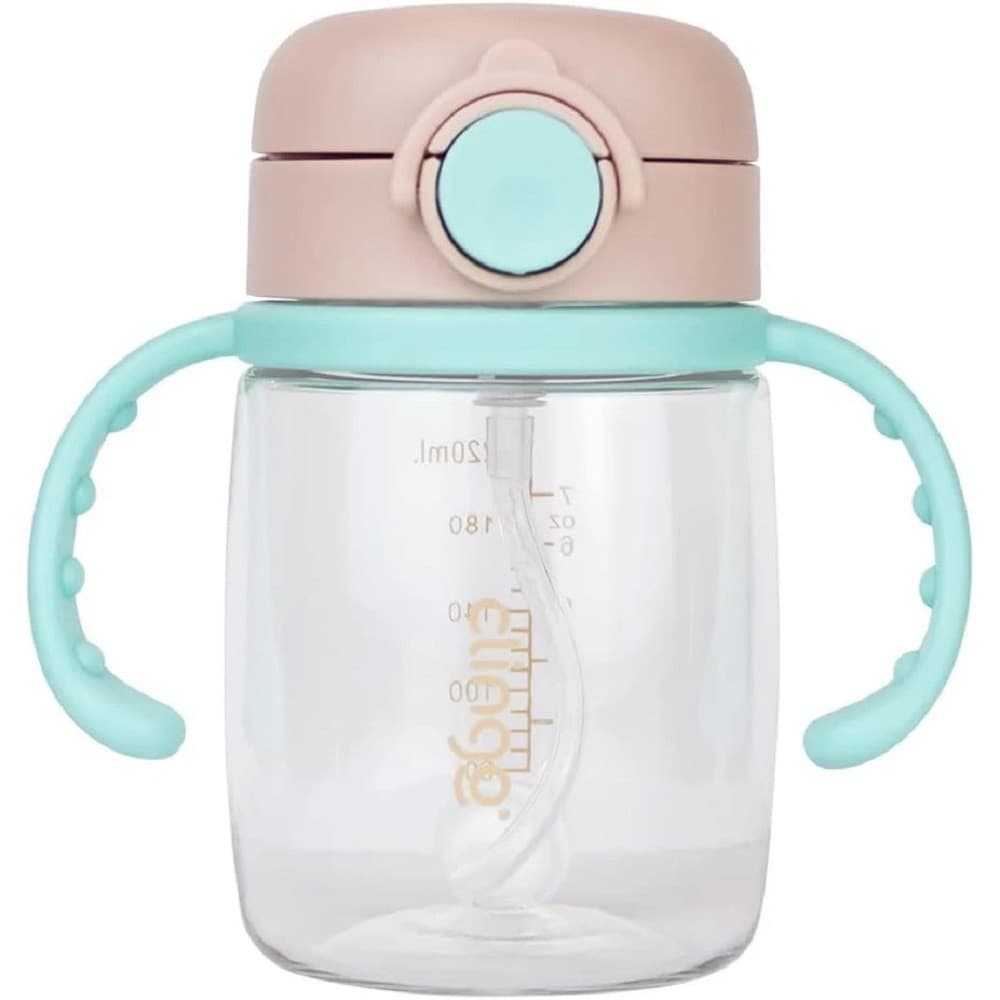 Copo De Treinamento Introdução Alimentar Com Canudo 220ml Collor Neutro Clingo Bebê Silicone 6+