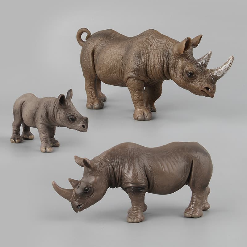 Modelo de Animal Realista de Venda Quente Modelo de Rinoceronte Africano Selvagem Plástico Sólido Educação Infantil Orna