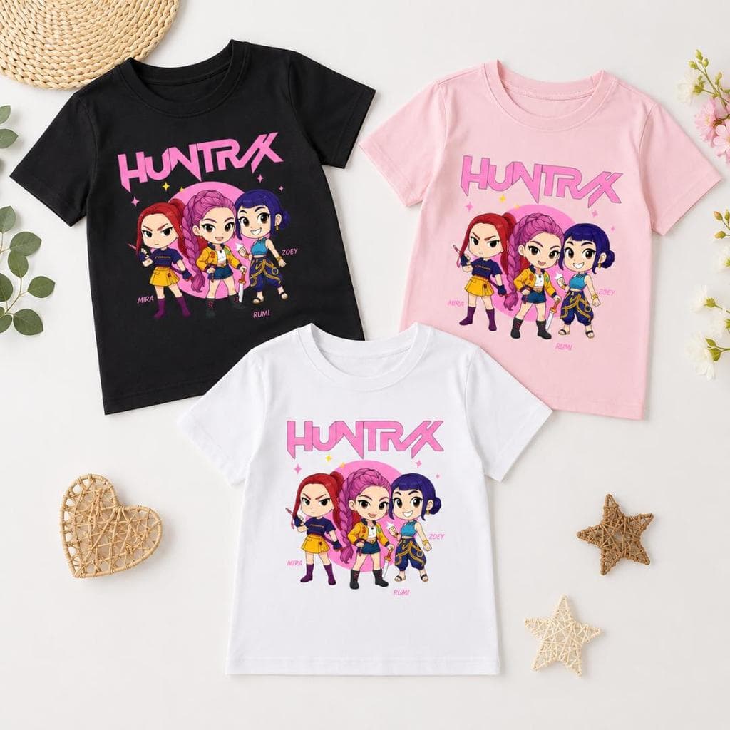 Camiseta Infantil Feminina Huntrix 100% Algodão Roupa Menina 4 a 14 Anos Varias Cores Moda Kids
