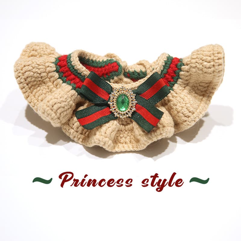Pet Street Wear babador mão malha colar cão babador gato crochê babador arco jóias