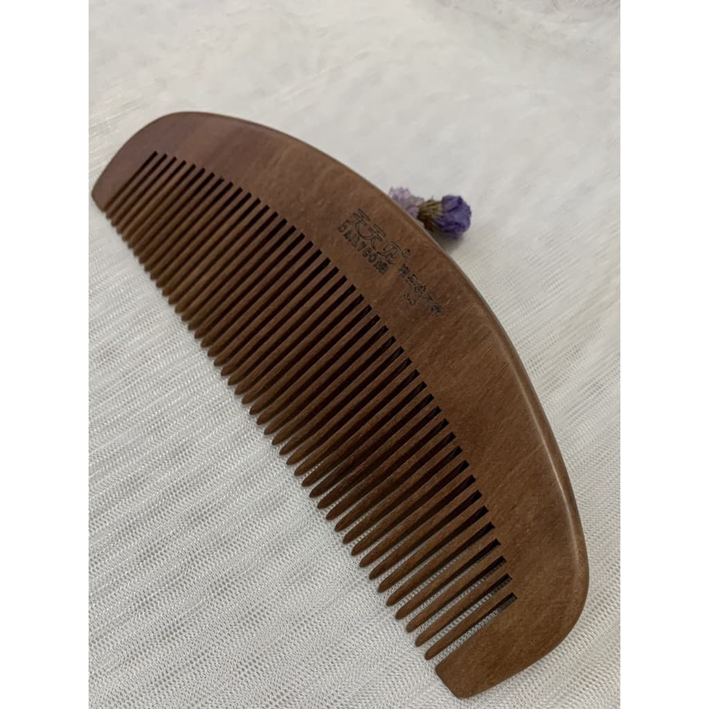 Todos os dias pente de madeira de pêssego Premium 16cm grande tronco de dente fino sem pintura madeira maciça antiestáti