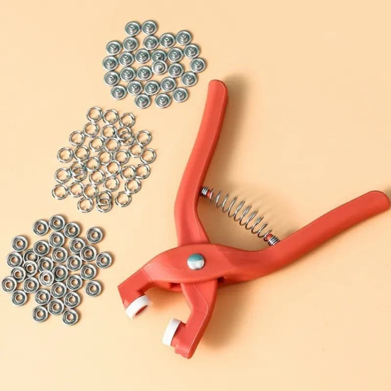 Alicate Aplicador Com Botões De Pressão De Metal Kit Completo Costura