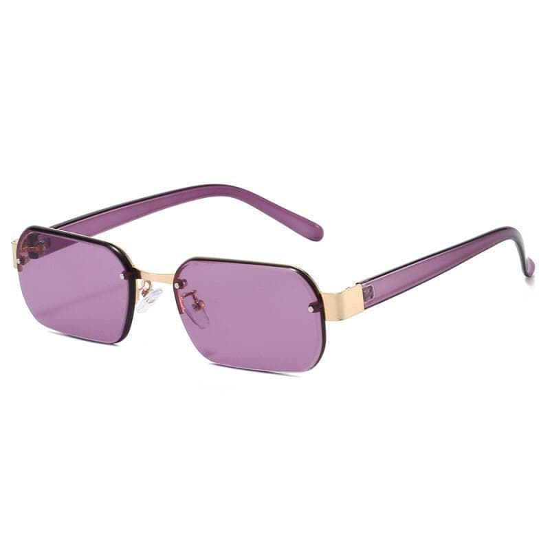 Óculos de Sol Quadrados Sem Armação para Mulheres, Estilo Retrô com Rebites, Lentes Transparentes, Óculos de Sol para Ho