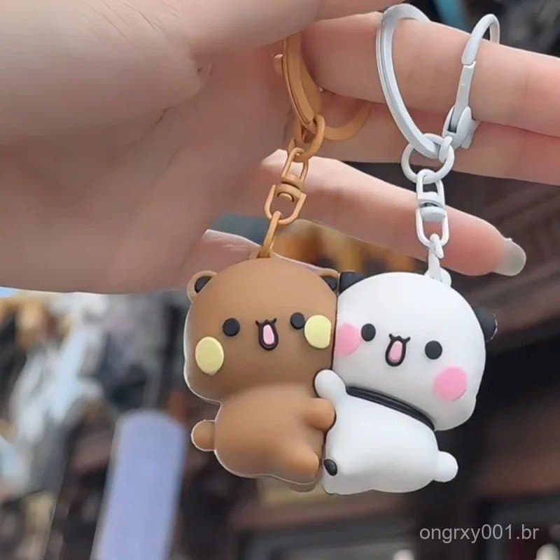 1 Par Bonito Panda Bubu E Yier Casal Chaveiro Magnético Para Sacos Dos Desenhos Animados Dudu Boneca Carro Pingente Aces
