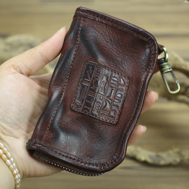 Primeira camada vegetal curtido couro chave caso masculino mão-polido cor caso chave do carro feminino couro Co