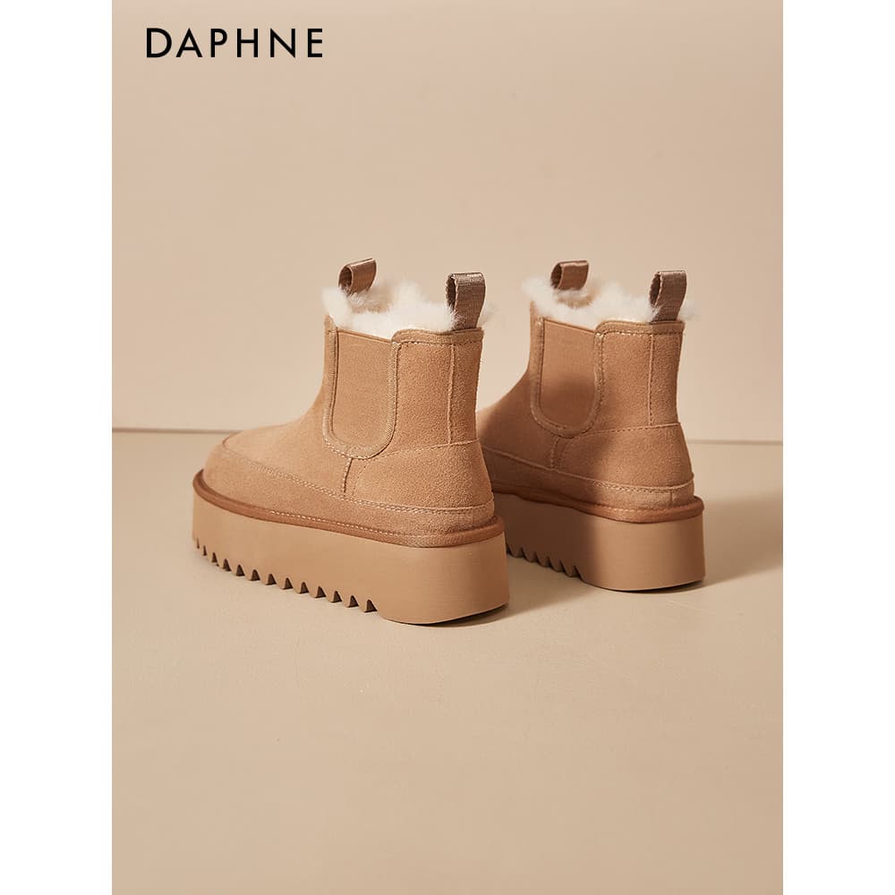 Daphne botas de neve de sola grossa feminino inverno forro de lã sapatos femininos 2025 novo estilo aumentado ao ar livr