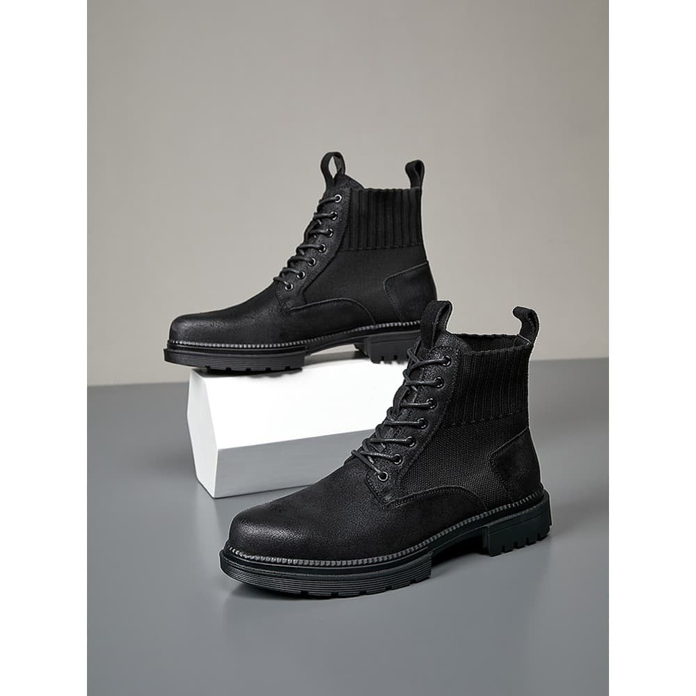 Retro na moda estilo britânico Martin botas inverno dedo do pé redondo de sola grossa botas gerais masculinas de alta qu