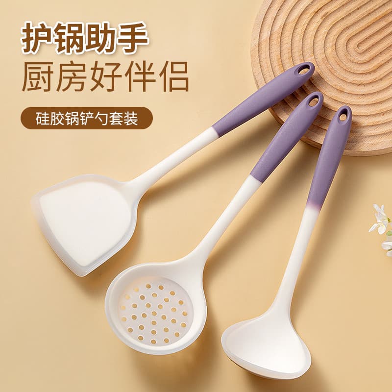 Espátula doméstica antiaderente panela dedicada Silicone grau alimentício conjunto de utensílios de cozinha colher resis
