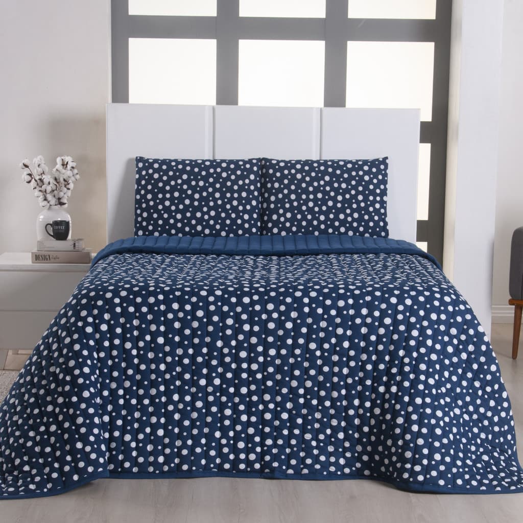 Jogo de Cama Cobre Leito 3 Peças em Malha 100% Algodão – Lençol com Elástico Poá