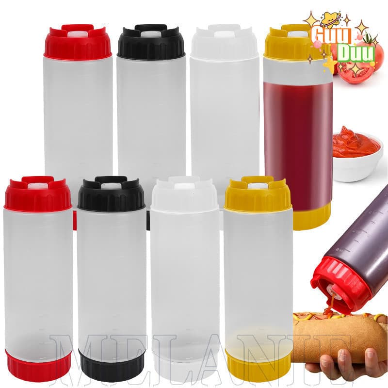 [GuuDuu] Garrafa De Subembalagem De Molho De 16 Onças-Espremedora De Cabeça Dupla-Frasco Dispensador De Mel De Ketchup-R