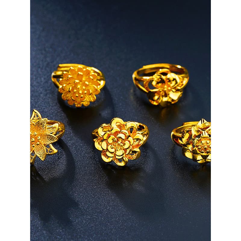 alianca de casamento aparador de alianca alianca de ouro Anel de ouro de areia vietnã feminino longo não desbota imitaçã