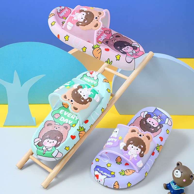Novo estilo crianças dos desenhos animados menina banheiro antiderrapante sola macia verão interior ao ar livre menina b