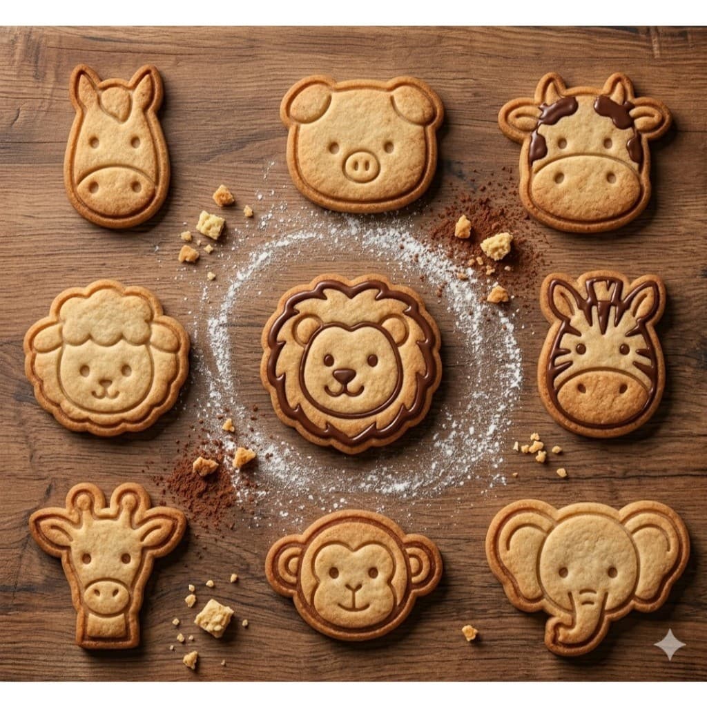 Kit 5 Cortadores de Biscoito Animais Safari 3D - Molde para Pasta Americana e Biscuit