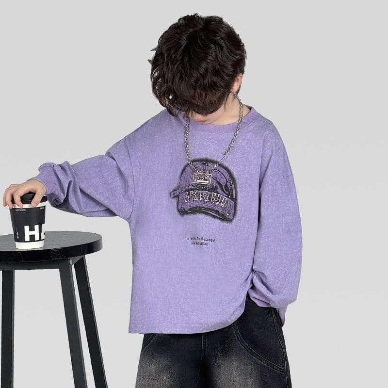 Crianças roupas meninos roupas de outono camiseta 2026 médio grande meninos Casual impresso manga comprida topo primaver