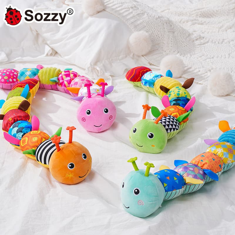 KidSparkSozzy Mordedor Caterpillar Bebê Altura Régua Chocalho Boneca Calmante Bebê Pelúcia Abraço Fantoche Brinquedo Re