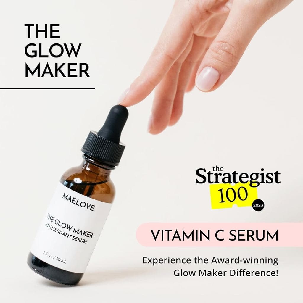 Sérum Facial MAELOVE Glow Maker com Vitamina C, Vitamina E, Ácido Ferúlico e Ácido Hialurônico, Sérum Hidratante e Ilumi