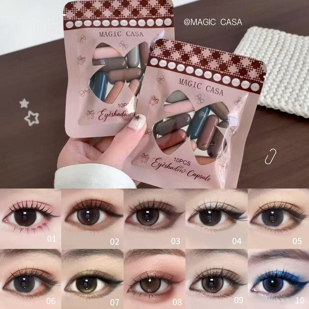 Paleta de Sombras em Cápsula Starfall de 10 Cores com Iluminador e Glitter Fino para Maquiagem dos Olhos