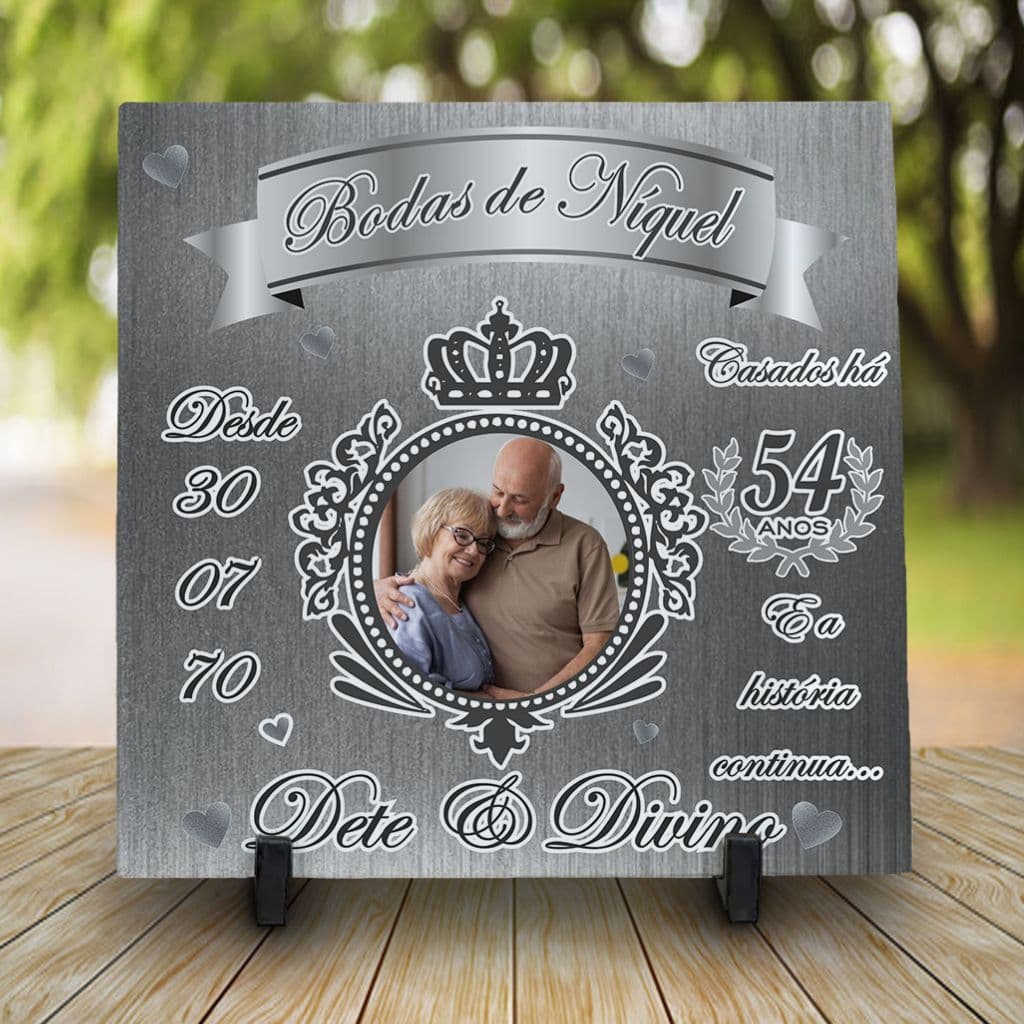 Azulejo Personalizado Bodas de Niquel 54 anos Casados