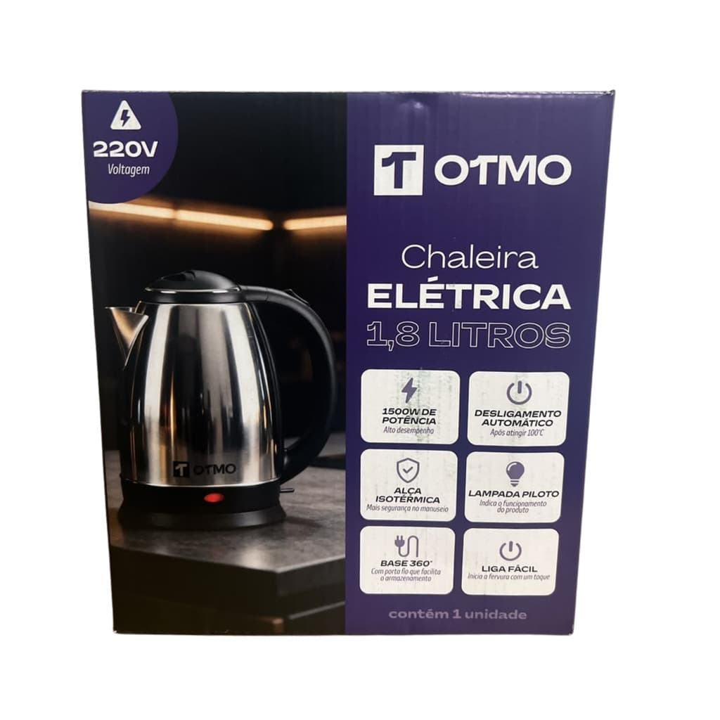 Chaleira Elétrica 1,8L Aço Inox 127V/220V - Otmo