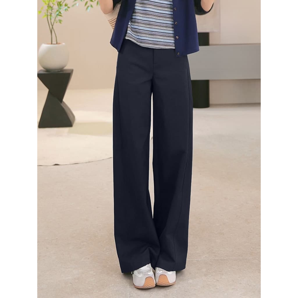 Drapey velho dinheiro estilo calças femininas primavera verão perna larga calças casuais soltas mais magro olhar cintura