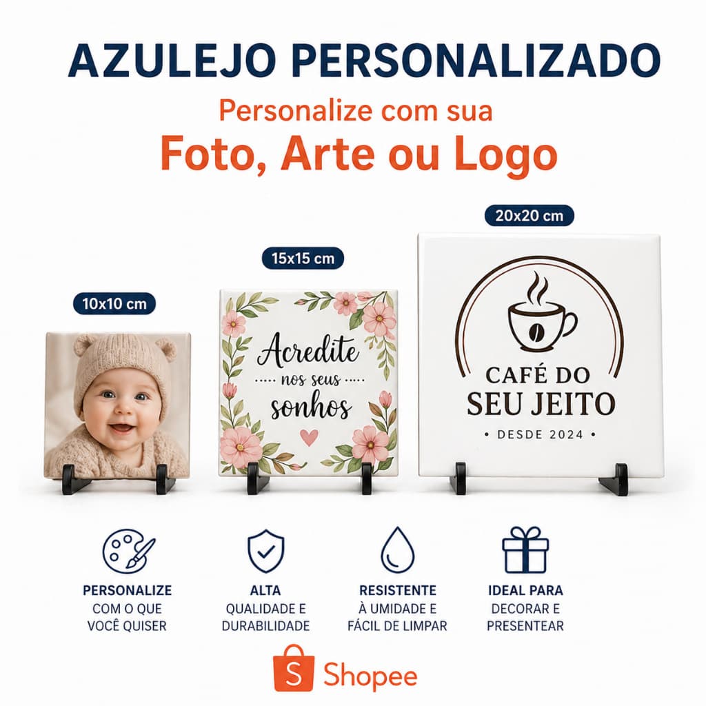 Azulejo Personalizado com Sua foto, arte ou Logo