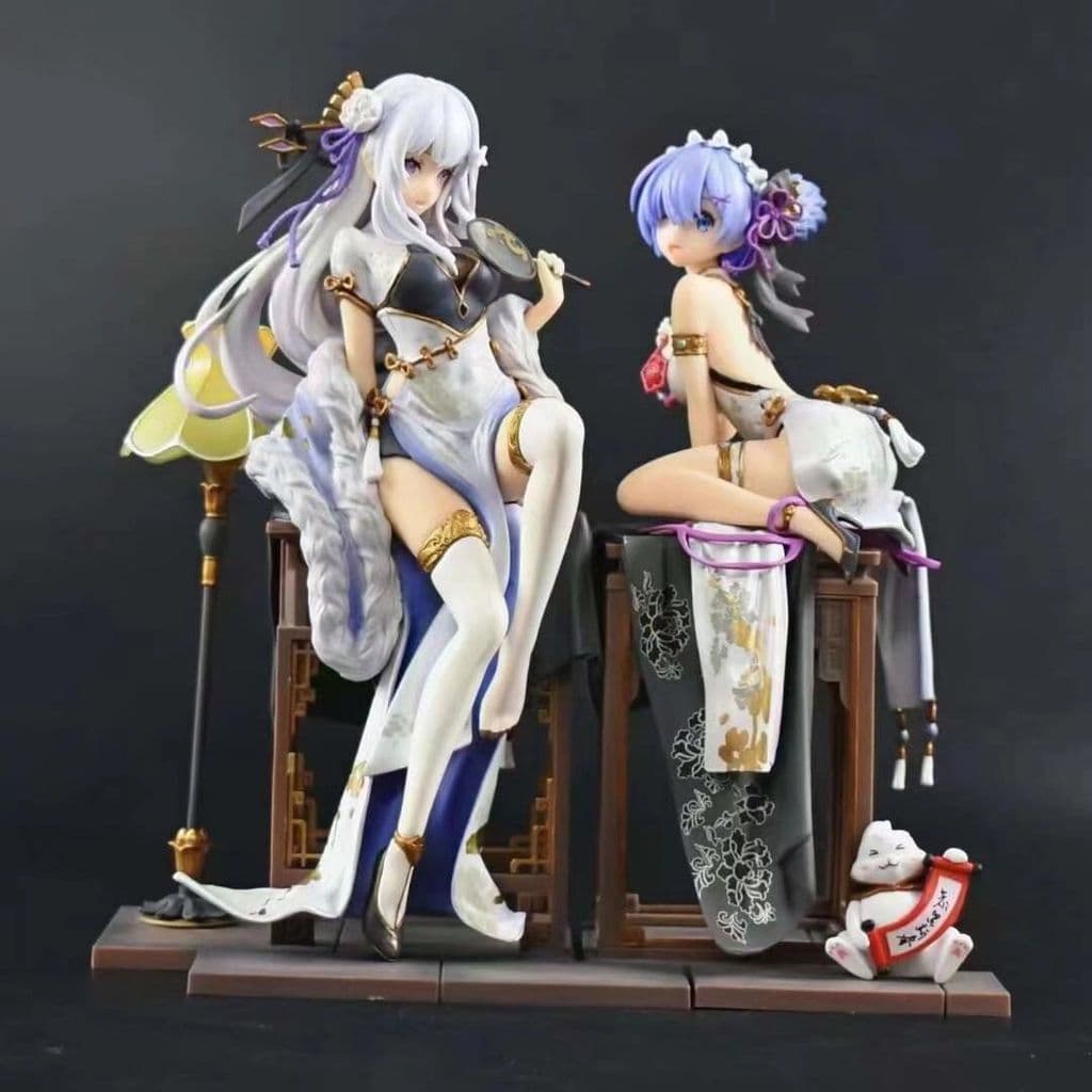 Estilo nacional do zero outro mundo Cheongsam Emilia Cheongsam Rem Cena Anime Figura Modelo