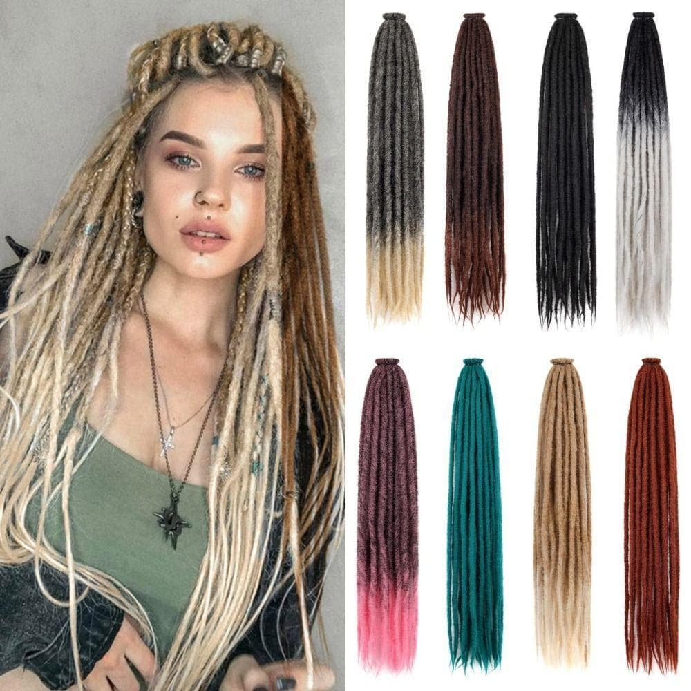 10 Fios Hippie Dreads , Extensão De Dreadlock Sintético Cor Ombre De 36 Polegadas , Natural