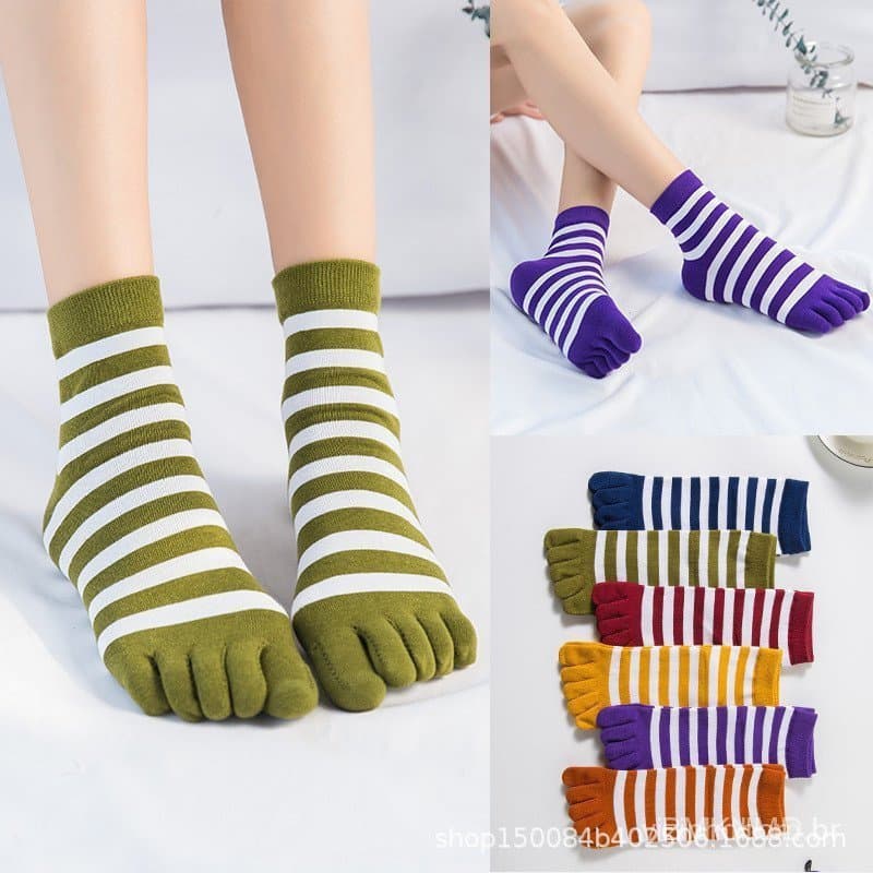 5 Pares de Meias de Algodão Femininas de Cinco Dedos, Estilo Coreano, Absorventes de Suor, para Outono e Inverno