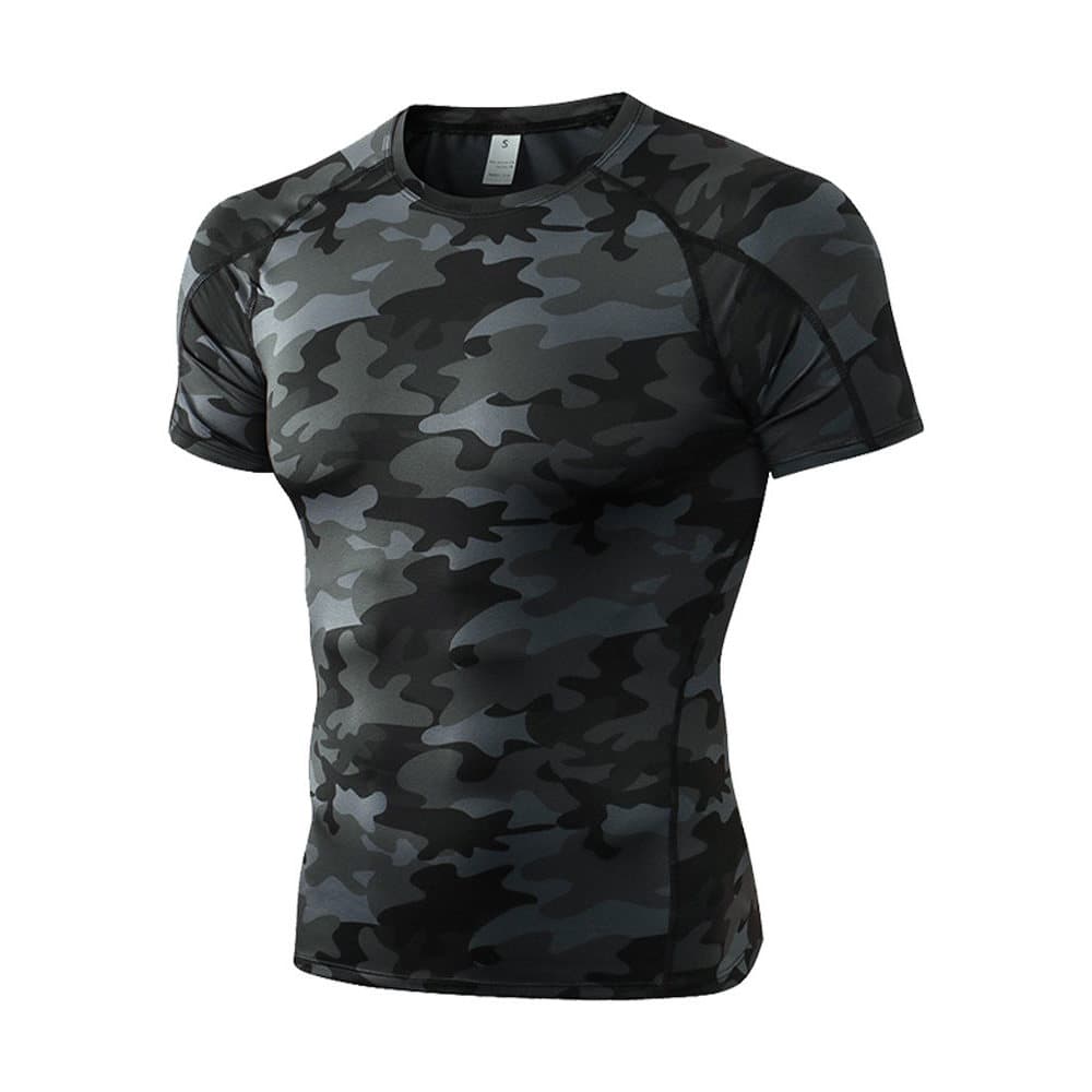 Camuflagem preto roupas de Fitness de manga curta de manga comprida calças esportivas masculinas ginásio correndo treina