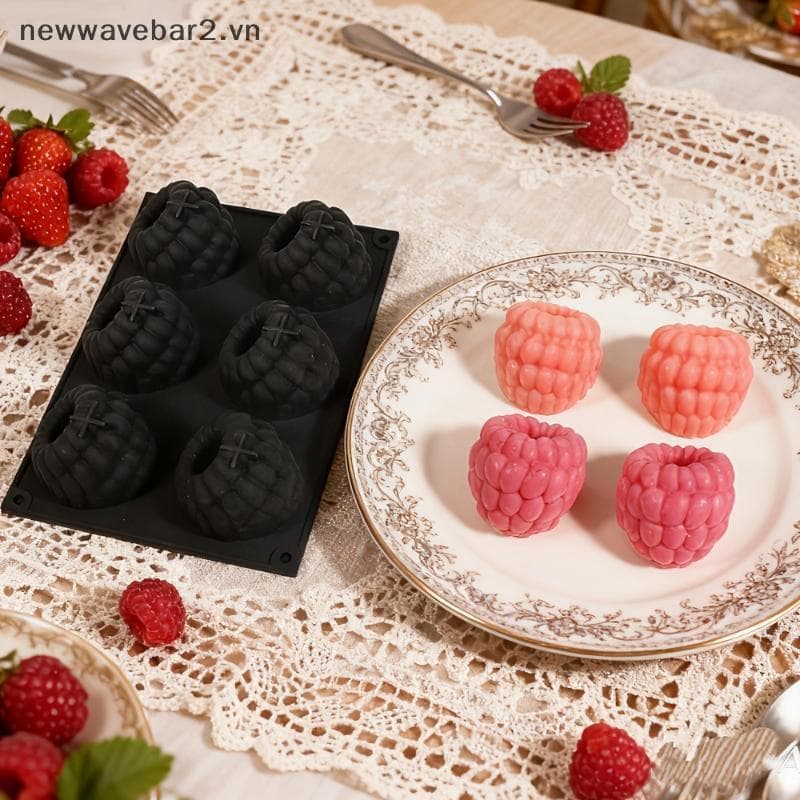 Molde De Mousse De Frutas Francesas Com Design De Mirtilo Ou Framboesa De 6 Células , Silicone Para Bolo , Pudim De Choc
