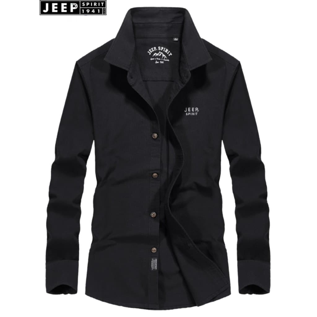 JEEP SPIRIT Camisa De Manga Comprida Masculina Lapela Cargo Top Oxford Spinning Camisa Casual Jaqueta Solta Masculina