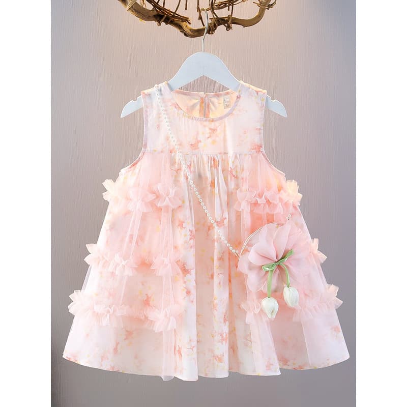 Meninas vestido de verão 2026 novo estilo bebê menina estilo ocidental vestido de verão versão coreana Floral vestido de