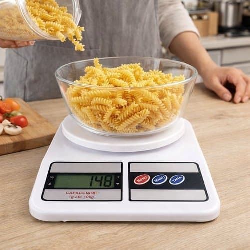 Balanca Digital 10kg Cozinha Alta Precisao Gramas Quilos Receitas Dieta Confeitaria Compacta Portatil