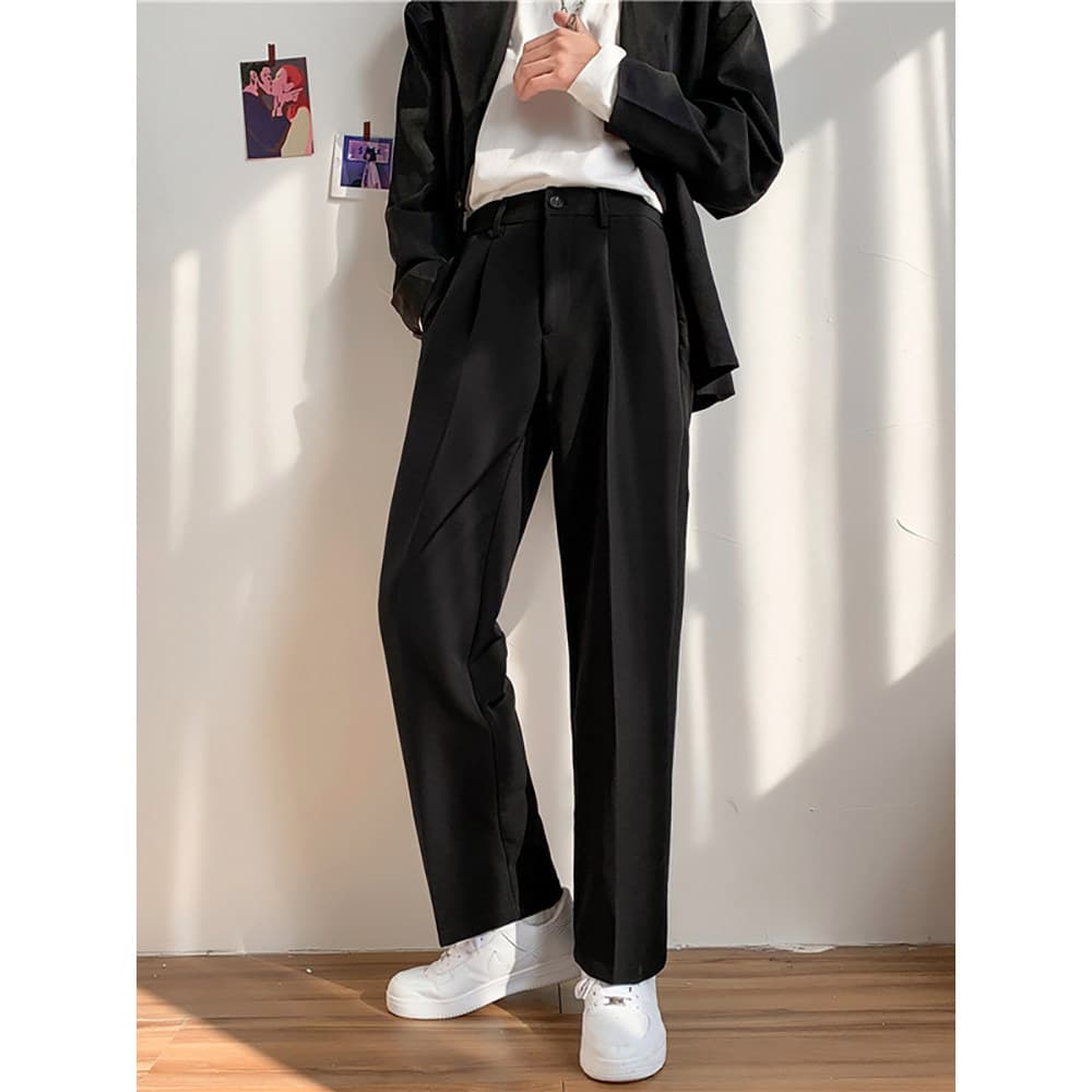 Calças retas de verão masculinas cor sólida All-Match Casual Street Wear Drape versão coreana adolescente bonito na moda