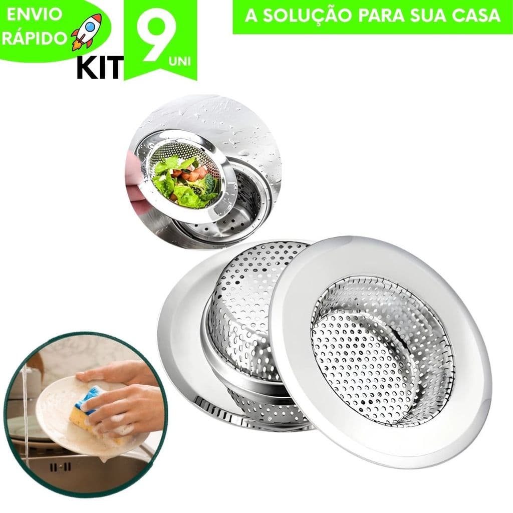 Kit Utilidades Ralo Pia  Aço Inox Borda Cozinha Ralinho Anti Entupimento Utensílios de Cozinha