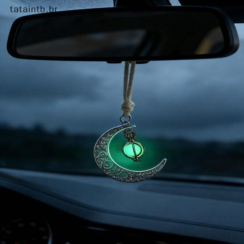 [TaTa] Lua Pingente Ornamento De Suspensão De Carro Cristal Brilhante Crescente Espelho Retrovisor Charme Feng Shui Aces