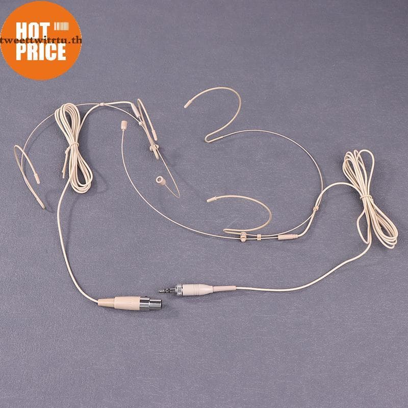 WEIYU Bege Duplo Gancho Fone De Ouvido Microfone Headworn 3.5mm 3 Pinos Para 4 XLR Plug Omnidirecional BR
