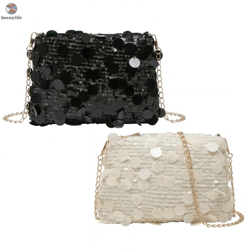 Mulheres Lantejoulas Crossbody Bolsa Colorful Patchwork Metal Chain Strap Pequeno Ombro