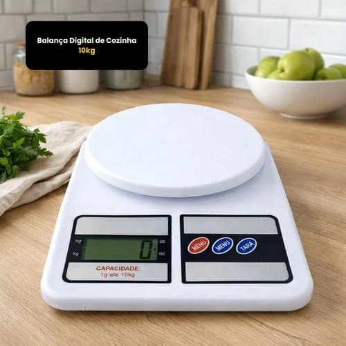 #⚖️ Balança Digital de Cozinha 10kg Alta Precisão | Compacta Preparo🥖 Pães  🎂 Bolos 🍪 Doces 🥩 Carnes