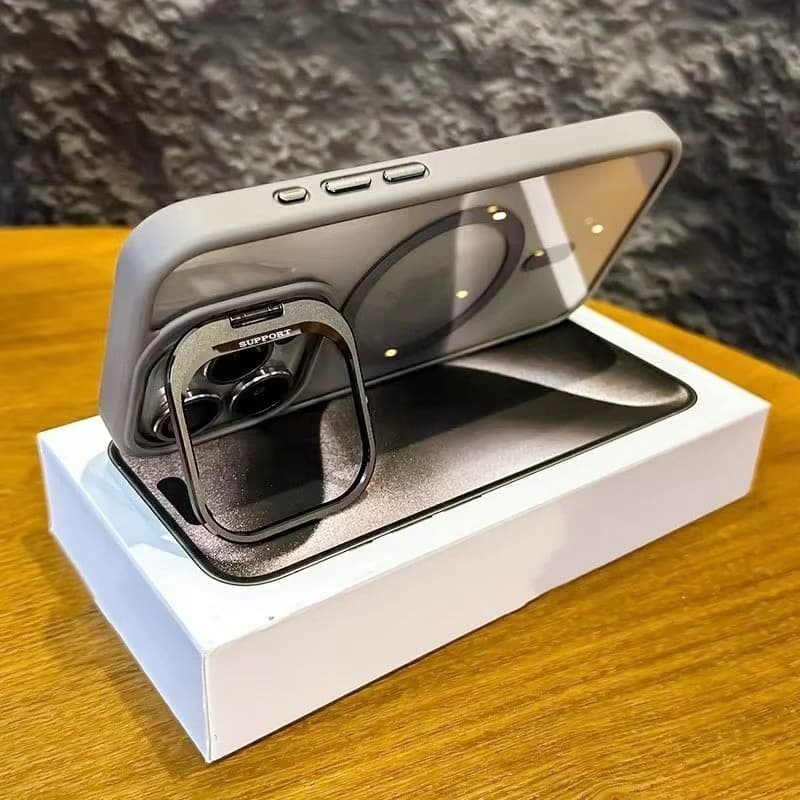 Capa De Telefone Com Suporte De Lente Magnética À Prova De Choque Para iPhone Inclui Película Protetora De Luxo