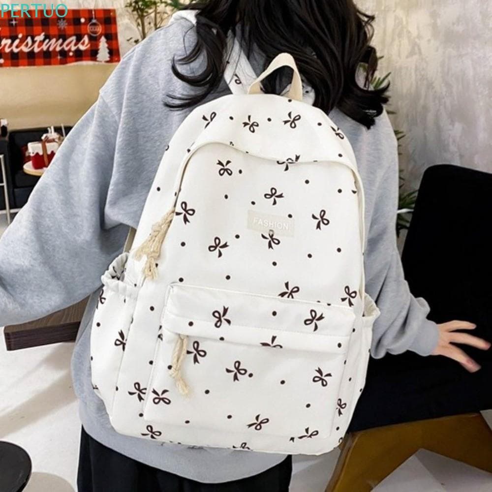 Mochila PERTUO Com Estampa De Arco , Bolsa Escolar Acolchoada Vários Bolsos De Grande Capacidade , Material De Nylon