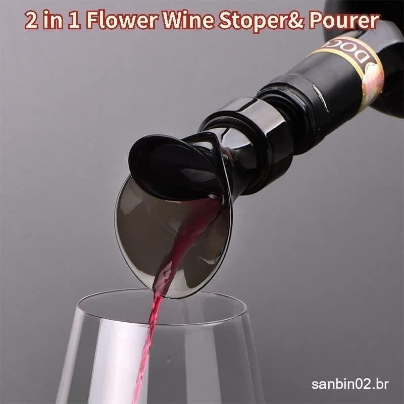 Tampa de vinho 2 em 1, bico dosador de vinho em forma de flor, selador de garrafas, acessórios de bar MYVC