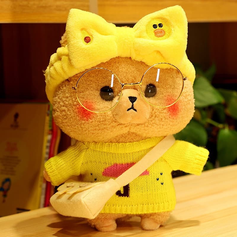 Urso de Pelúcia de 30cm Vestindo Roupas Presente para o Dia das Crianças