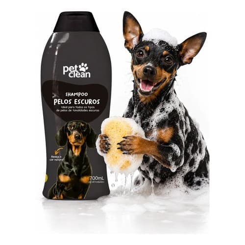 Shampoo Cães Gatos Banho E Tosa Pet Clean 700 Ml Fragrâncias Pelos Escuros