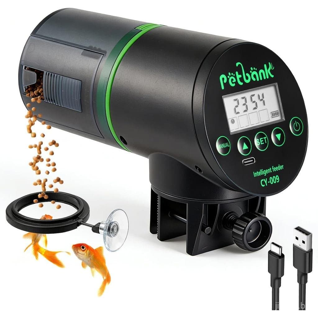 Alimentador Automático De Peixes-Com Temporizador Recarregável Cabo Carregador USB , Dispensador De Comida De Peixe Para